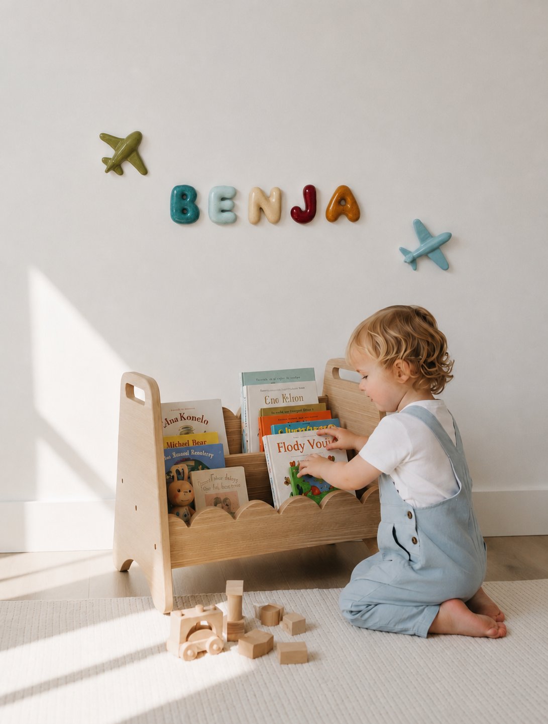 letras BENJA con nene