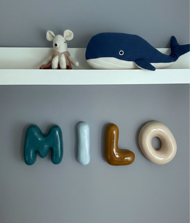 letras MILO en cuarto de nene
